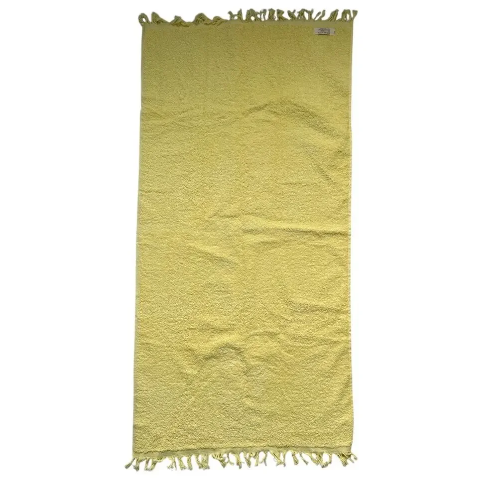 Vintage Cannon 100% Cotton Yellow Embroidered Floral‎ Towel USA Made